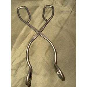 Vintage 1960s 7.5" Waukegan Illinois Kitchen Tongs W/ Teeth Am And Wire Steel Co